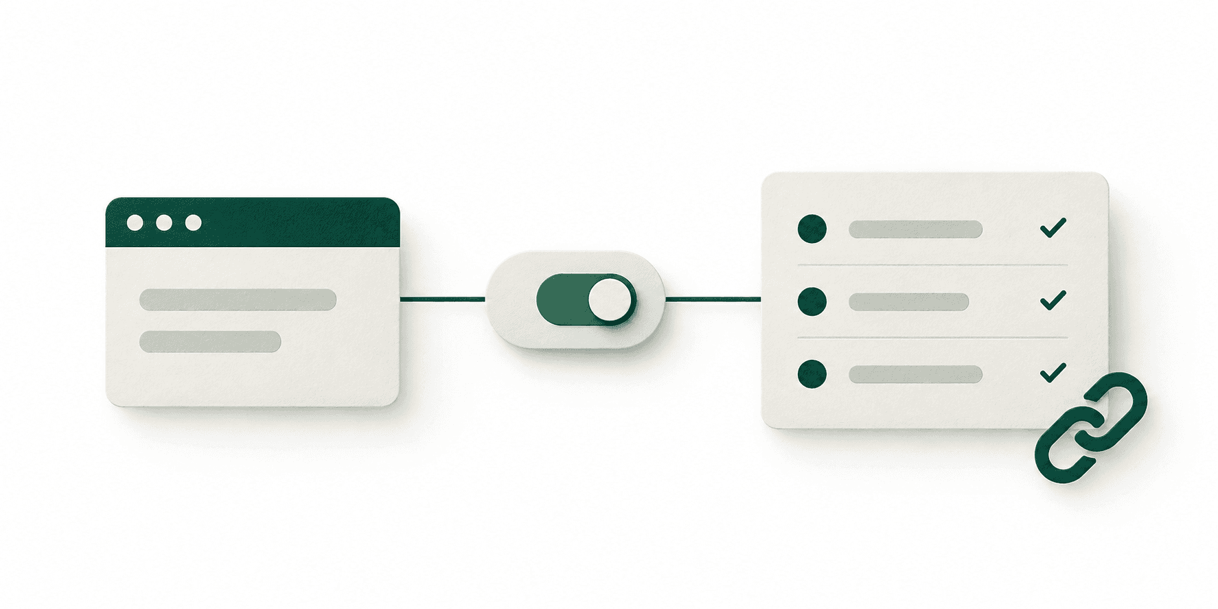 An application connected through a permission control to a sharing record and a link symbol.